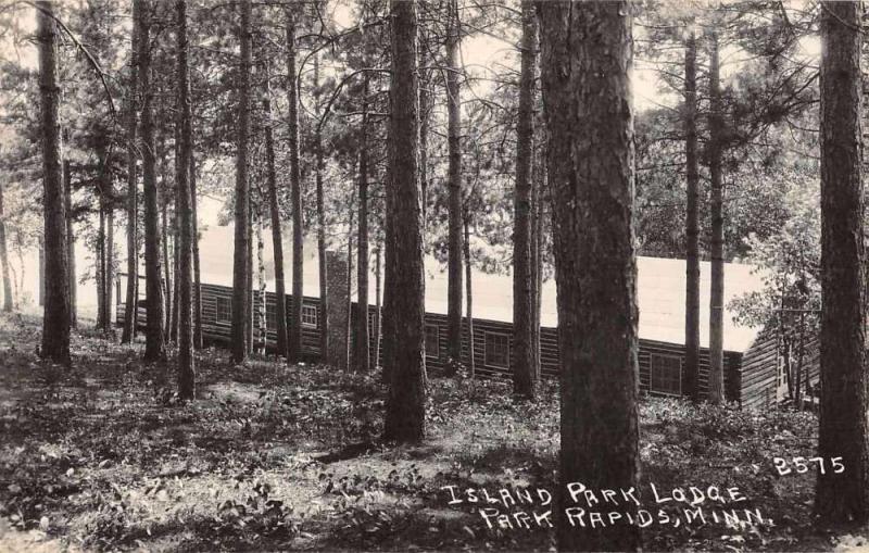 Park Rapids Minnesota Island Park Lodge Real Photo Antique Postcard K65858