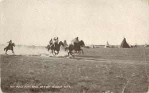 c1906 Postcard; Indian Pony Race on Fort Belknap Reservation, MT Native American