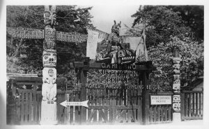 RPPC Capilano Suspension Bridge Totem Poles Vancouver, Canada Vintage Postcard