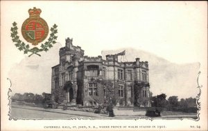 St. John New Brunswick NB Caverhill Hall Embossed Seal c1905 Private Postcard