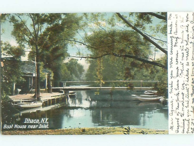 Pre-chrome BOAT SCENE Ithaca New York NY AF4761