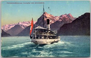 Vierwaldstättersee Dampfer Mit Urirotstock Switzerland Boat Mountain Postcard