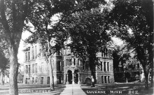 Luverne Minnesota~Rock County Court House~House Behind~1940s Real Photo~RPPC
