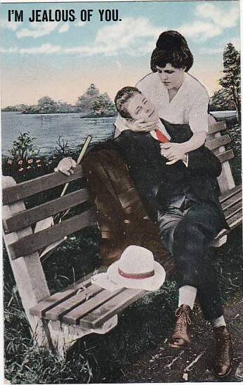 Romantic Couple On Park Bench I,m Jealous Of You