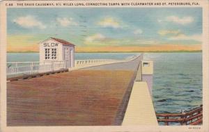 Florida Tampa The Davis Causeway Connecting Tampa and Clearwater 1941 Curteich