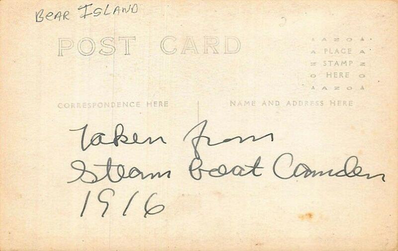 Bear Island ME Lighthouse Steamboat Camden 1916 Real Photo Postcard