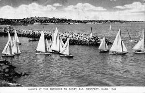 Rockport Massachusetts Sail Boats Yacht Entrance Bay Antique Postcard K27319