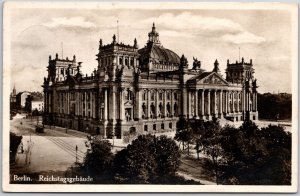 Reichstagsgebaude Government Office in Berlin Germany Real Photo RPPC Postcard