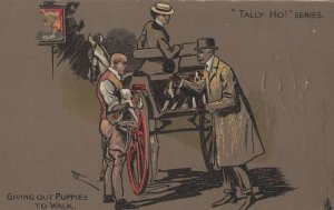 Tally Ho Series Dog Puppy London Dealer Antique Postcard