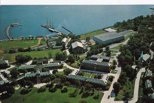 NEW LONDON CT CONNECTICUT COAST GUARD ACADAMY AERIAL VIEW...