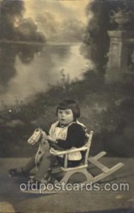 Children with Toy Real Photo |Rocking Horse Unused 