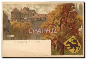 Old Postcard Illustrator Schlussplatz Wolf in Stuttgart