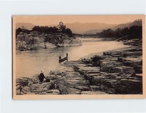 Postcard River Boat People Landscape Scenery