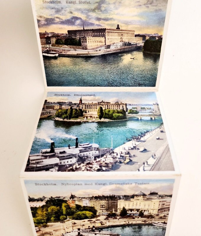 Stockholm Sweden Hand Tint Cards Set Incomplete Lot Of 5 With Case Antique E9