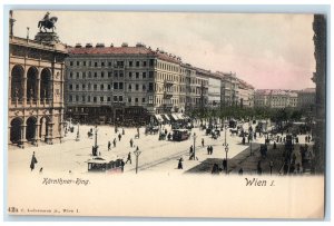 c1905 Karnthner-Ring Vienna Austria Trolley Car Antique Posted Postcard