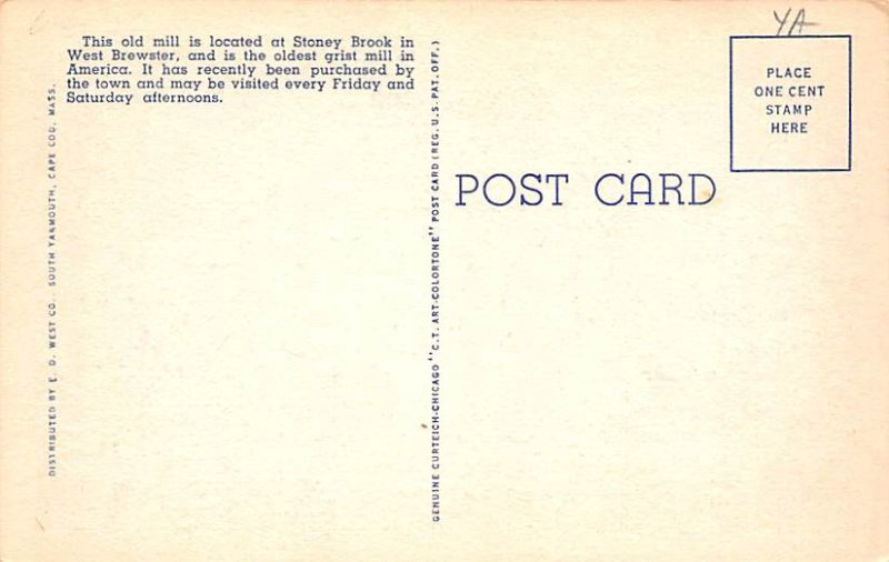 The Old Discarded Mill West Brewster - Cape Cod, Massachusetts MA Postcard