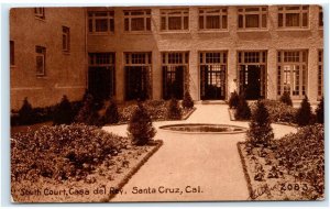 SANTA CRUZ, CA California ~ South Court CASA DEL REY HOTEL c1910s Sepia Postcard