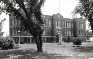 D57/ Wahoo Nebraska Ne Real Photo RPPC Postcard 1951 High School Building
