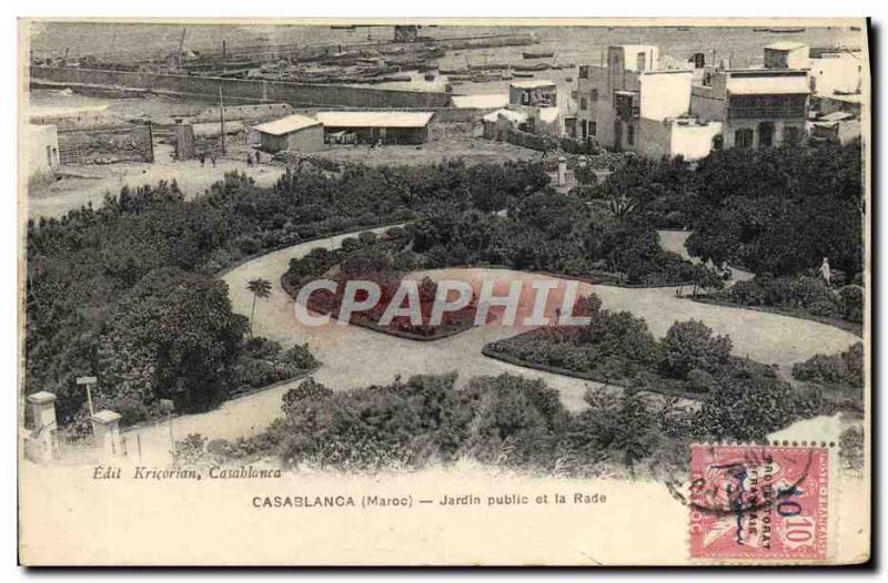 Old Postcard Casablanca Public Garden And La Rade