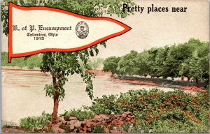 Vtg 1915 Knights of Pythias Encampment Pennant Flag Columbus Ohio OH Postcard