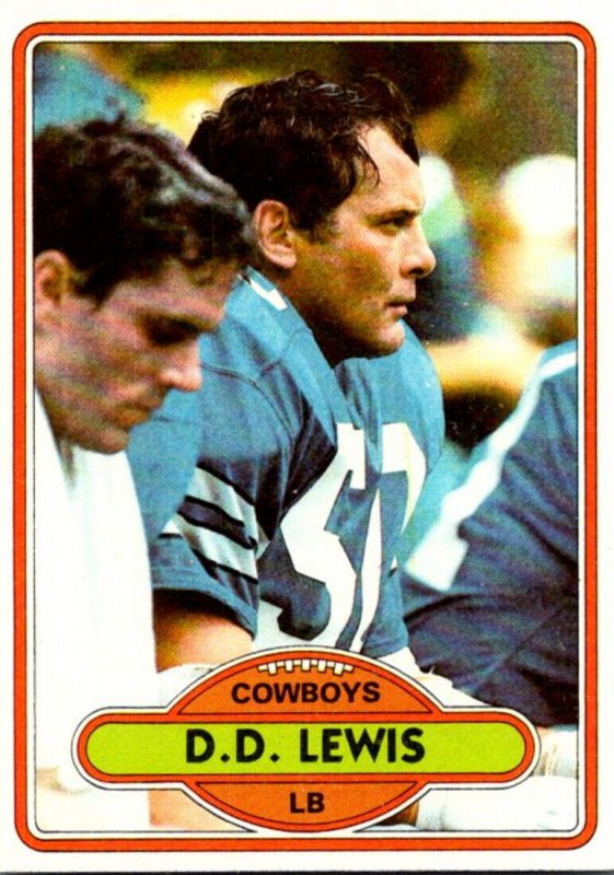 1980 Topps Football Card D D Lewis LB Dallas Cowboys sun0076