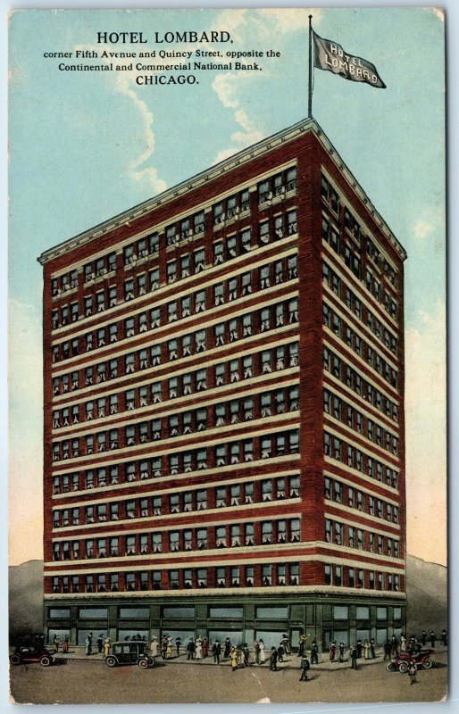 c1910s Chicago, IL Hotel Lombard PC 5th Ave Quincy St Opp. Continental Bank A273