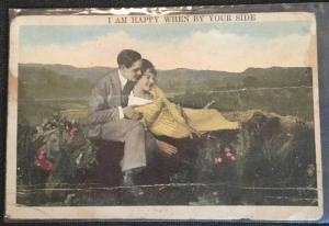 Vintage Postcard Unused “I am Happy When by your side” Couple LB