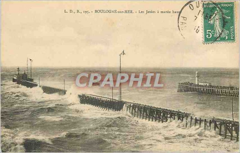 Old Postcard Boulogne sur Mer thrown Maree Haute