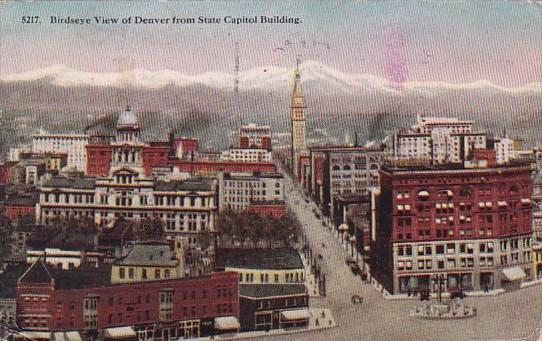 Colorado Denver Birdseye View Of Denver From State Capitol Building 1915