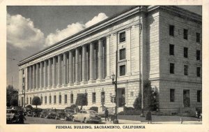 Federal Building SACRAMENTO, CA Post Office Street Scene c1940s Vintage Postcard