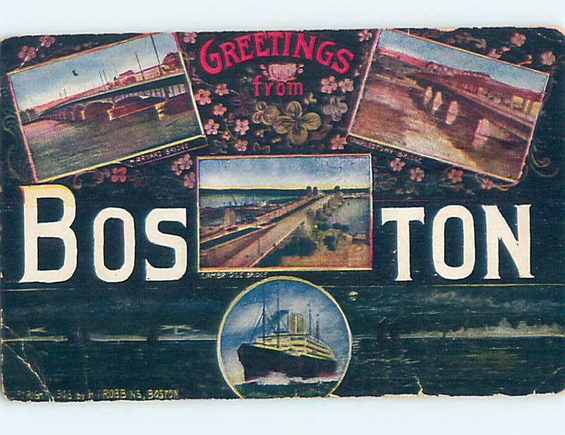 Divided-Back BIG LETTERS Boston Massachusetts MA ho7192