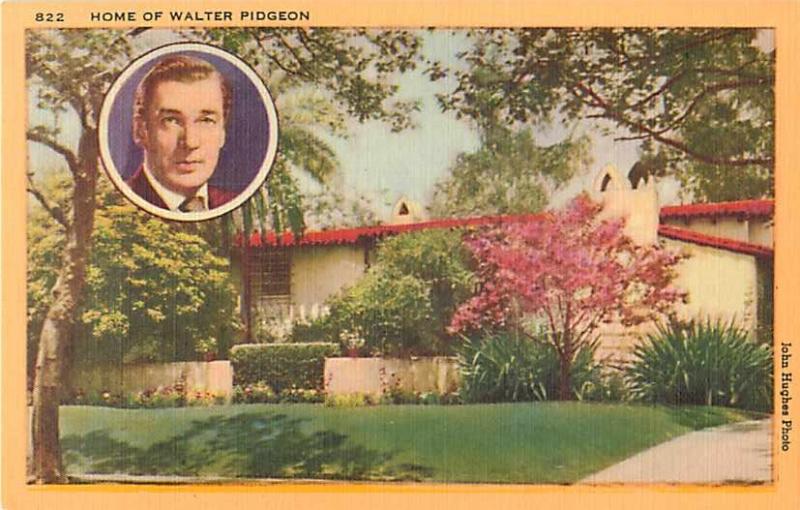 Linen Card of Home of Walter Pidgeon Los Angeles? California