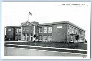 c1920's High School Campus Building American Flag Gothenburg Nebraska Postcard