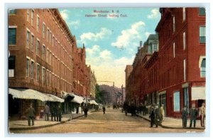 Hanover Street Looking East Manchester NH New Hampshire Postcard (DV7)