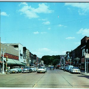 1959 Beaver Dam Wis Front St Chrome Photo Postcard Downtown Main Street View A24