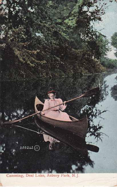 Lady Canoeing on Deal Lake - Asbury Park NJ, New Jersey - pm 1910 - DB