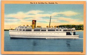 Postcard - The S. S. Del-Mar-Va. - Norfolk, Virginia