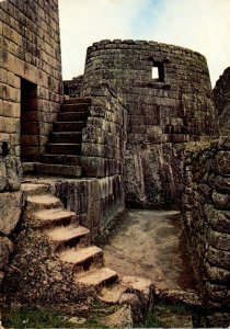 Peru Machu Picchu Detail Of The Ruins Of The Lost City Of The Incas With Watc...