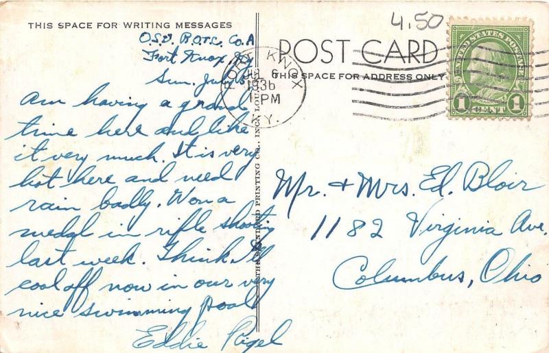 B80/ Fort Knox Kentucky Ky Postcard 1936 Swimming Pool Bathers 1