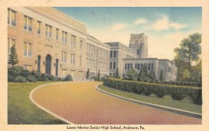 ARDMORE, Pennsylvania PA ~LOWER MERION SENIOR HIGH SCHOOL ca1940s Linen Postcard