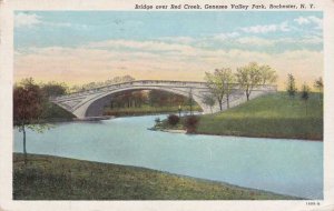 Genesee Valley Park, Rochester, New York - Red Creek Bridge - pm 1947 - Linen