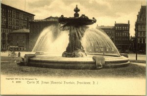 Carrie M Brown Memorial Fountain Providence Rhode Island Postcard Undivided back
