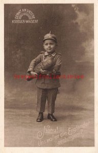 Military, German Little Boy in Military Uniform, Warriors orphans, RPPC