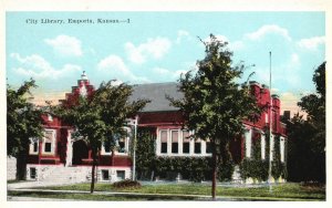 Vintage Postcard City Library Historic Building Emporia Kansas E. C. Kropp Pub.