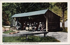 Adirondacks NY Open Camp Fulton Chain of Lakes Unused Postcard H24