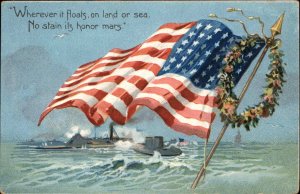 Tuck Decoration Day Civil War Battleship American Flag Patriotic c1910 Postcard