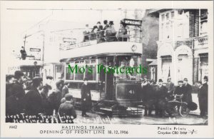 Sussex Postcard - Hastings Trams Opening of Front Line 1906 (Repro) SW11779