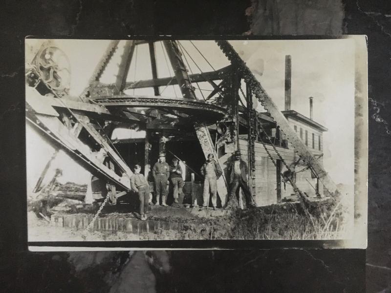 Mint Canada RPPC Postcard Construction Steam Dredge at Work Canada