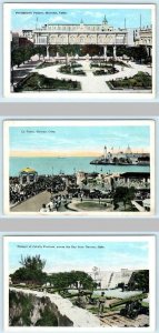 3 Postcards HAVANA, CUBA ~ President's Palace, La Punta & Cabana Fortress c1920s