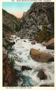 Vintage Postcard Rapids Big Thompson Canon Rocky Mountain Nat'l Park Colorado CO